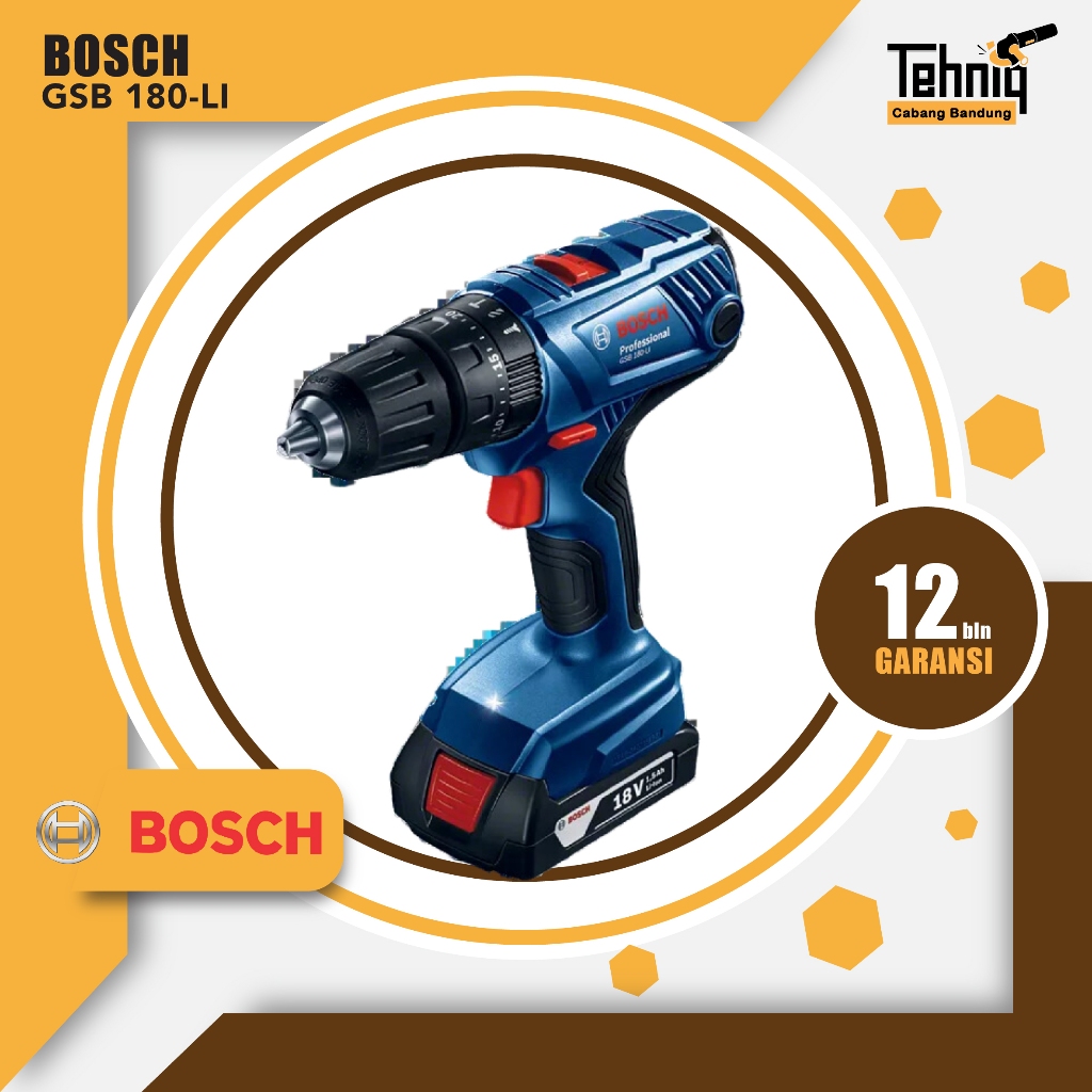 Bosch GSB 180 LI 18V Cordless Impact Drill / Mesin Bor Tembok Baterai
