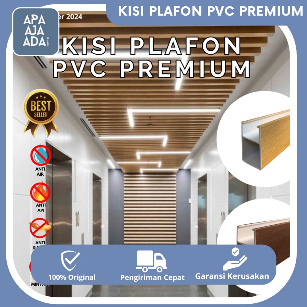 Kisi Kisi Plafon PVC | Plafon PVC | WPC Bar Ceiling | plafond PVC motif kayu | Plafond WPC