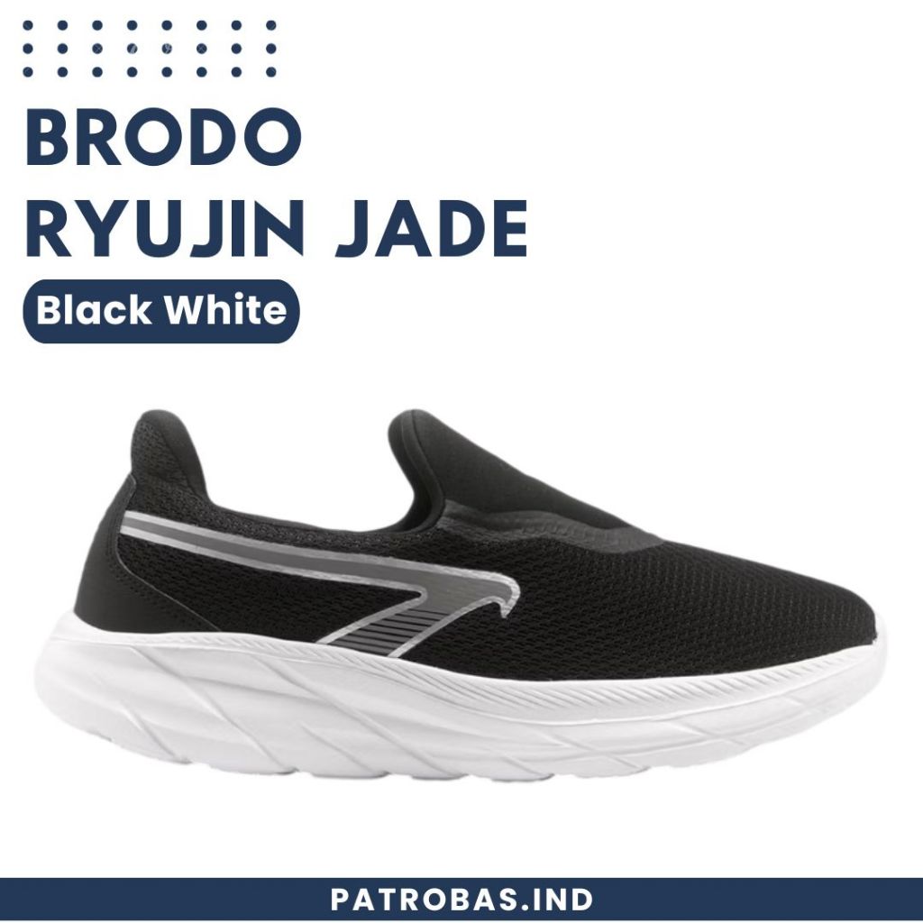 BRODO Active Slip On Ryujin Black White Sepatu Sneakers Slop Pria Hitam Putih Original