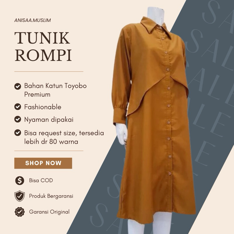 Baju Atasan Wanita Terbaru Long Tunik Panjang Rompi Tunic Katun Toyobo Premium Putih Hitam Kekinian