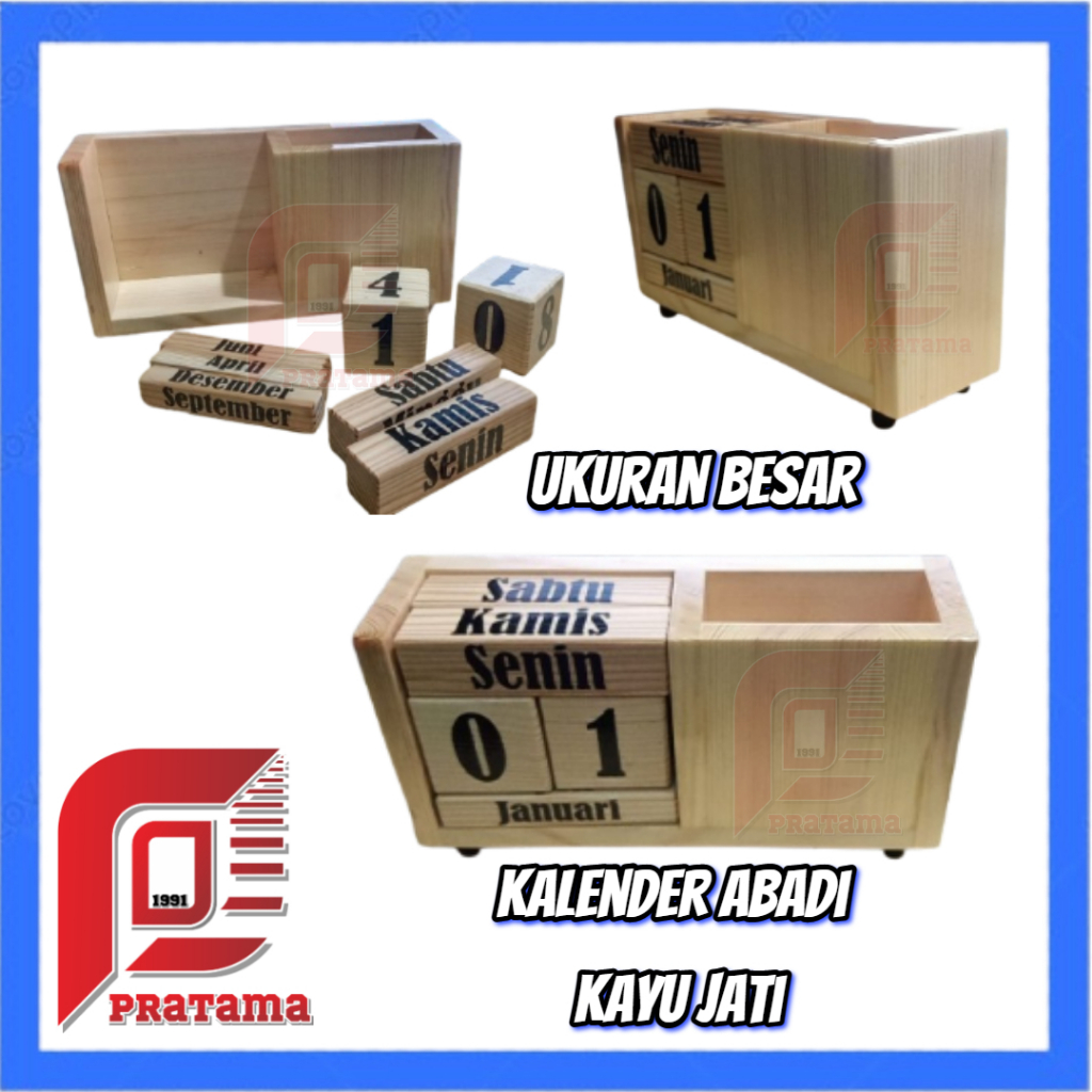 

Kalender Kayu Abadi Set Tempat ATK Kalender Kantor Ruang Kerja Unik Kalender Meja