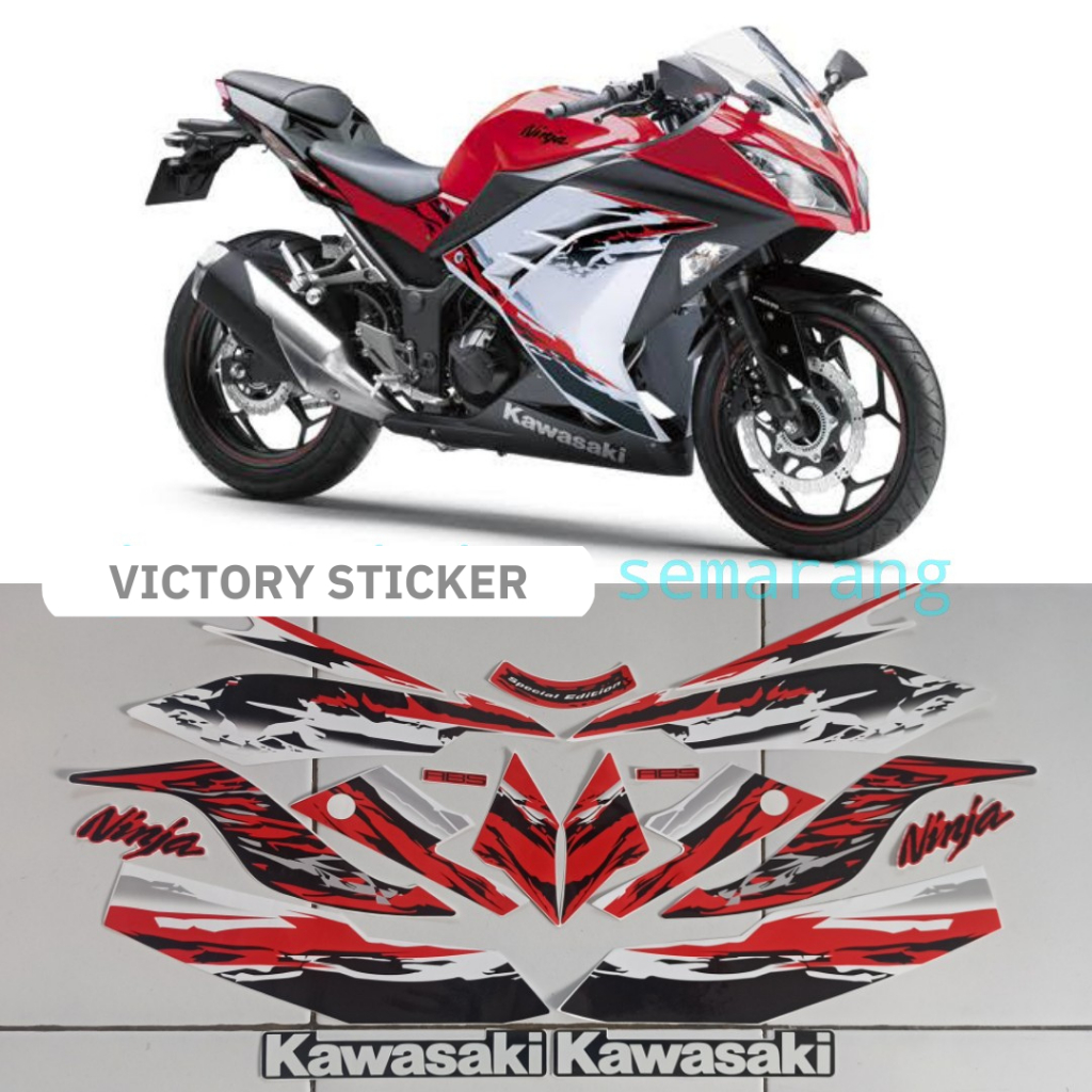 Striping Ninja 250 fi SE ABS merah putih