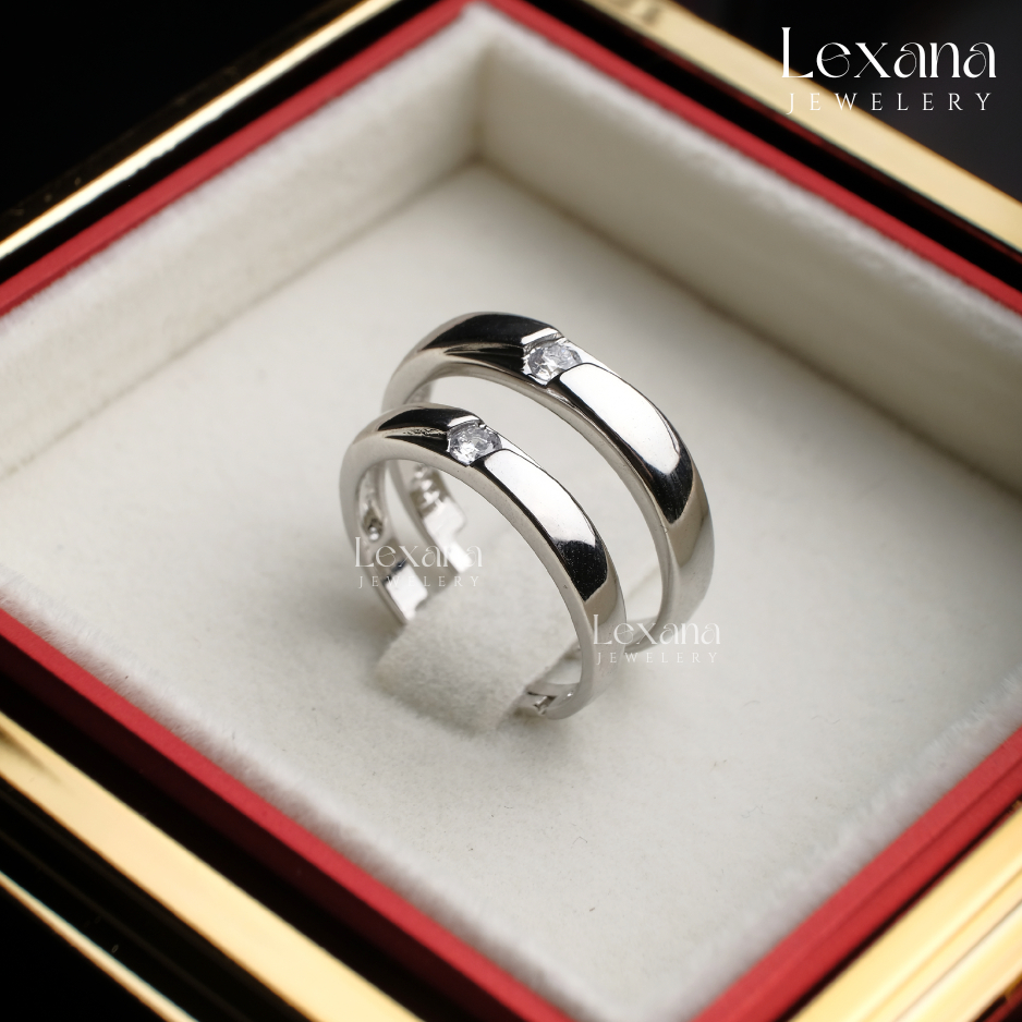 Cincin Couple Aesthetic Pasangan Lamaran Tunangan Perak Anti Karat Aksesoris Adjustable