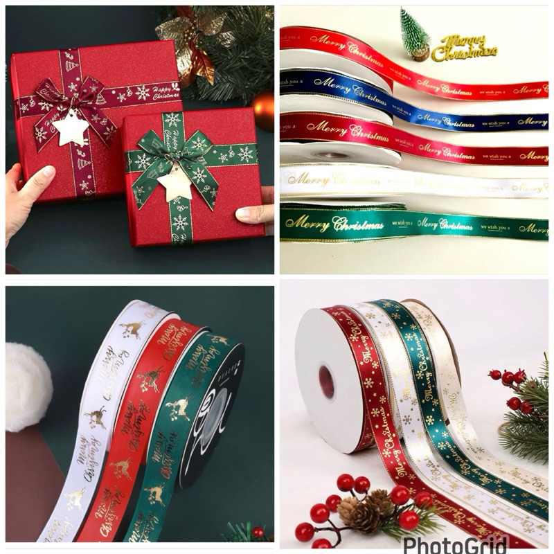 

PITA NATAL CHRISTMAS SATIN GROSSGRAIN 2,5 CM 1” (1 ROLL 5 MTR) MURAH