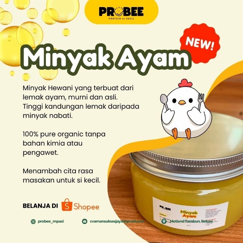 

PROBEE/Chiken oil -Minyak Ayam -Lemak Tambah Mpasi 300Ml