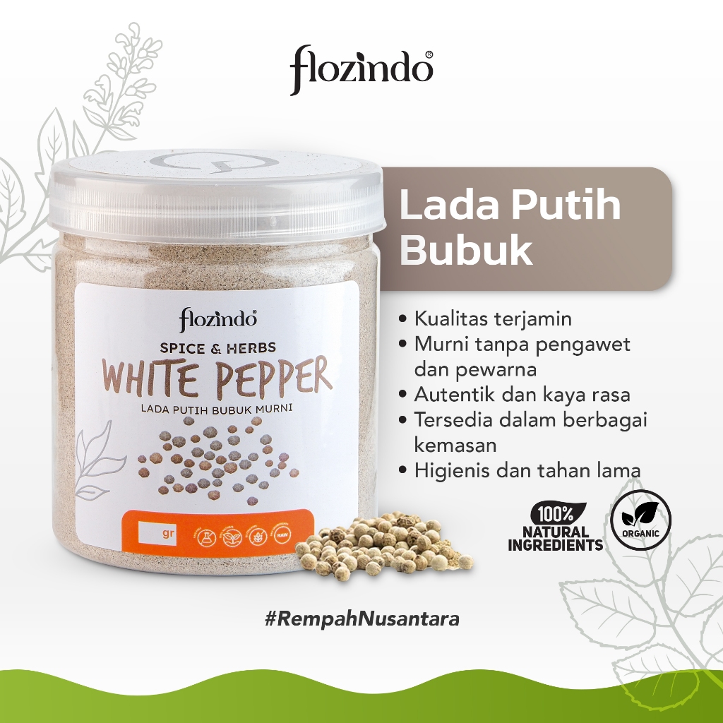 

Flozindo White Pepper Powder / Lada Putih Bubuk