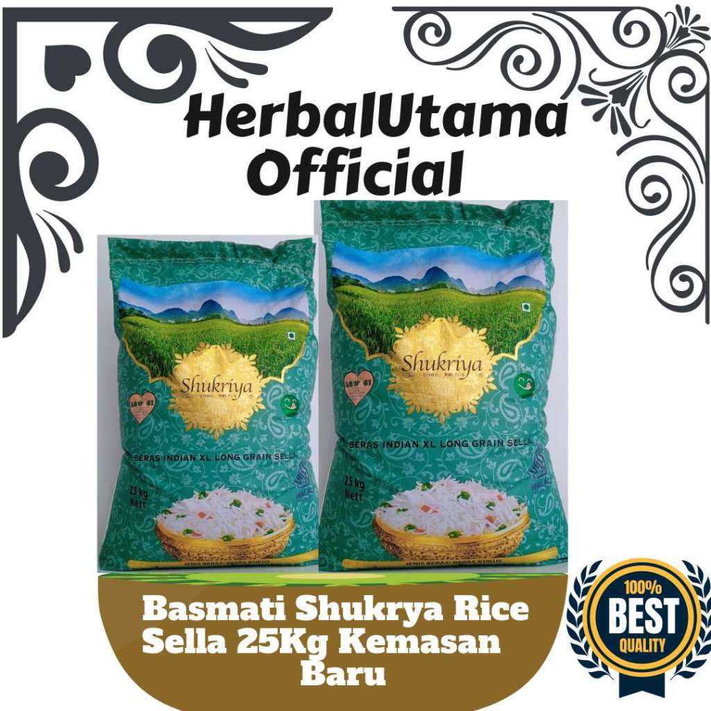 

Basmati Rice Shukriya India 25Kg Beras Basmaati XL Sella Long Grain 25 kg