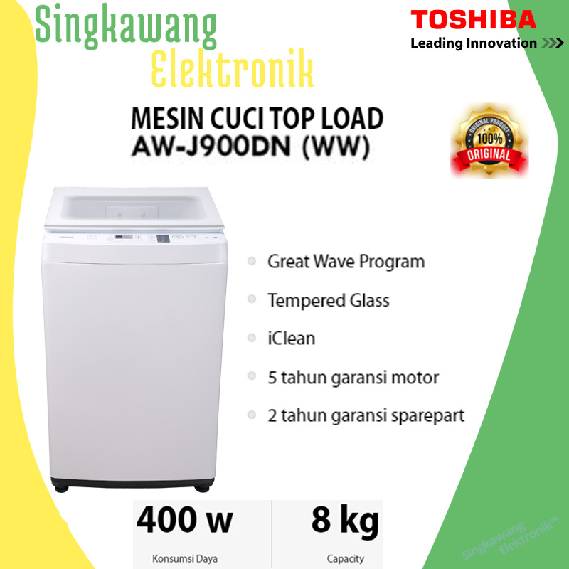 MESIN CUCI TOSHIBA AWJ-900DN 1 TABUNG 8 KG TOP LOADING