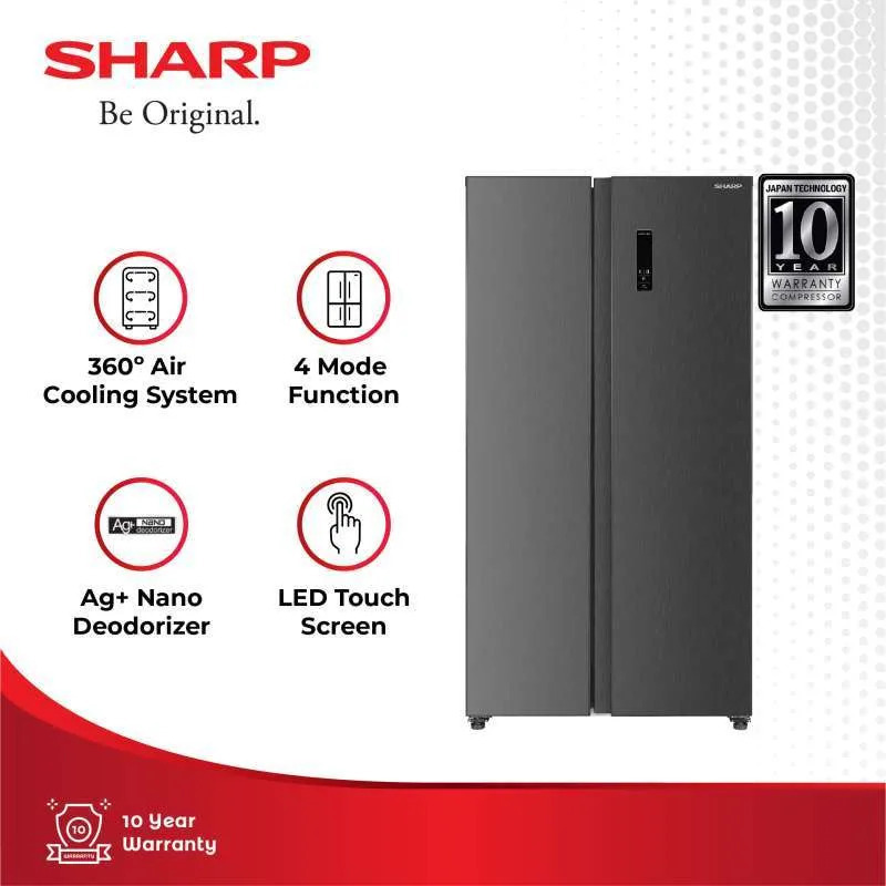 Kulkas SHARP SJIS60MBDS Side By Side 563 Liter Ag+ Nano Deodorizer Inverter Series