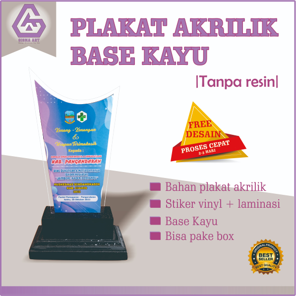 PLAKAT AKRILIK BASE KAYU / DESAIN CUSTOM / CINDERAMATA SEKOLAH / INSTANSI / MAHASISWA