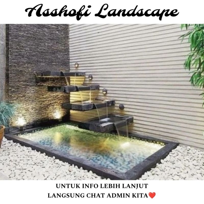 PEMBUATAN AIR MANCUR KOLAM IKAN HIAS BUNGA HIAS PASANG RUMPUT TAMAN MINIMALIS DEKORASI TAMAN