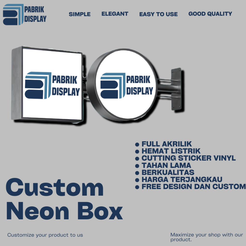 Neon Box Custom Indoor dan Outdoor / Neon Box Bulat Custom / Neon Box Kotak untuk usaha berbagai uku