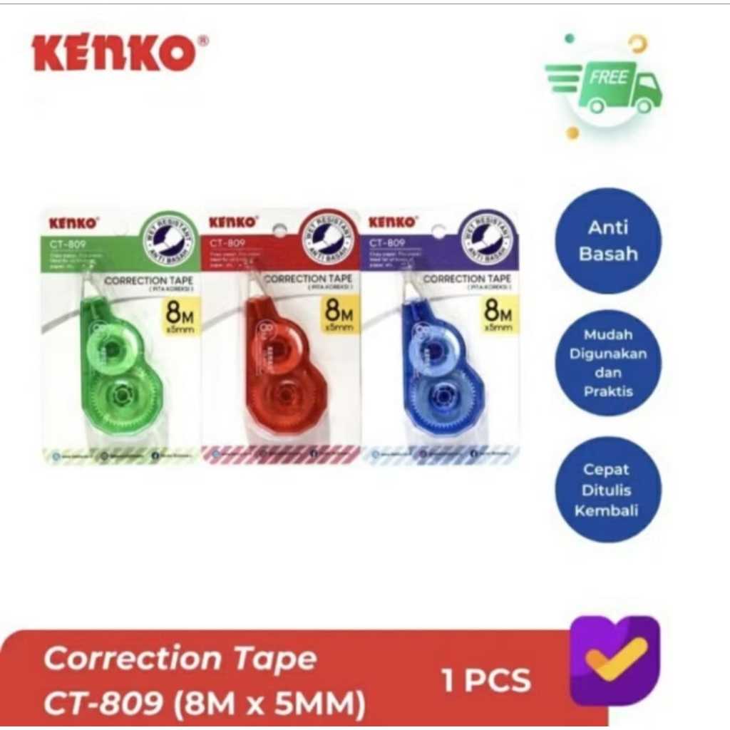 

KENKO CORRECTION TAPE CT-809 (8MX5MM) HARGA PER PCS WARNA RANDOM
