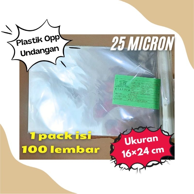 

100 lembar Plastik Opp Ukuran 16 cm (Panjang 20, 24, dan 27 cm)