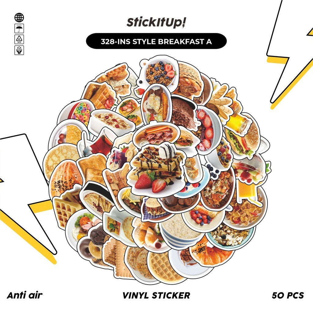 

COD100 Pcs Stiker INS Style Breakfast Keren Anti Air Untuk Dekorasi Notebook Sepeda Skateboard Handphone DIY