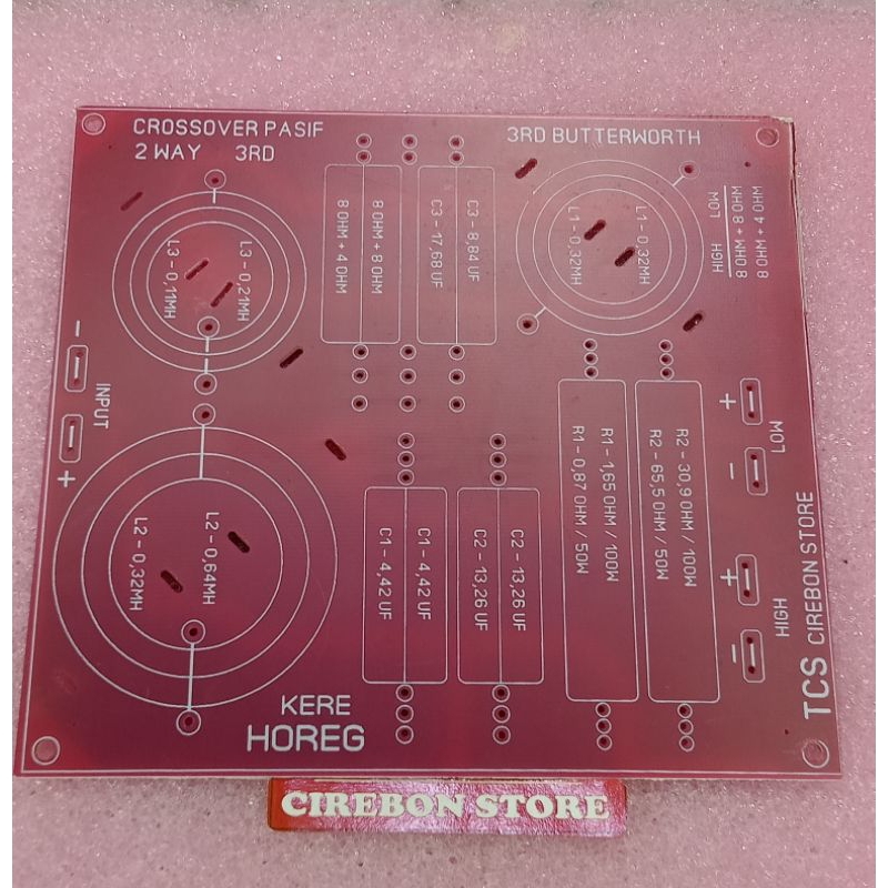 PCB crossover pasif 13.5 cm x 12cm FR4 fiber