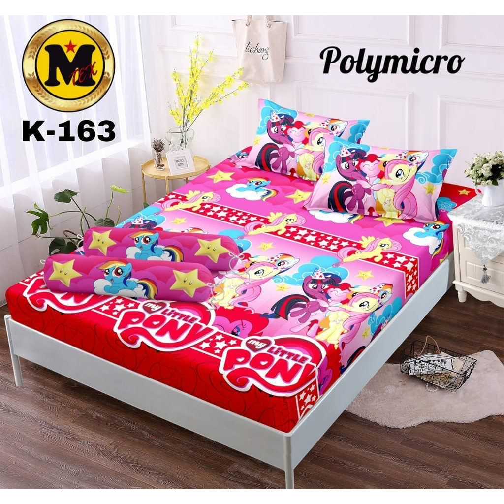 SPREI MOTIF KUDAPONY PINK UNICORN // SPREI LITTLE PONY PINK