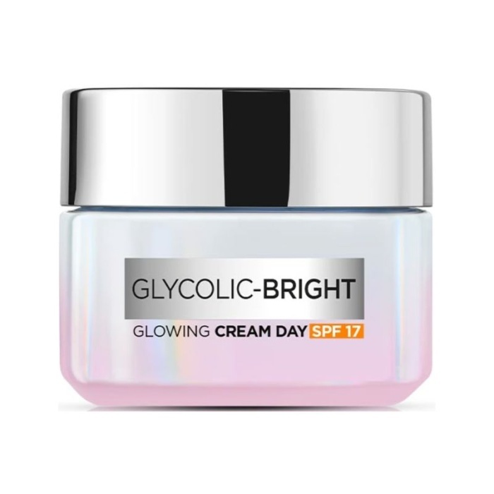 L'Oreal Paris Glycolic Bright Glowing Day Cream SPF17/18 - 15ml/50ml Krim Siang Glyco Loreal