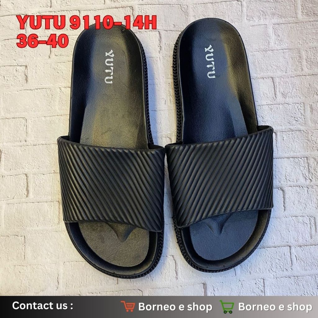 [BISA OCD]andal Slop Garis HYS Jelly Wanita Terbaru/Sendal Selop YUTU 9110-14H Sendal Flat Import Ke