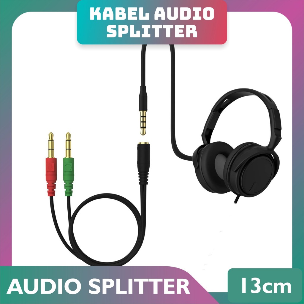 Kabel Splitter Audio Jack 3.5mm Female ke 2 Jack 3.5mm Male Panjang 13cm - Aksesoris Speaker - Acces