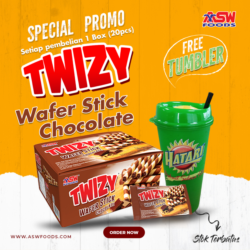 

TWIZY WAFER STICK CHOCOLATE 40 GR - BOX ISI 20 PCS