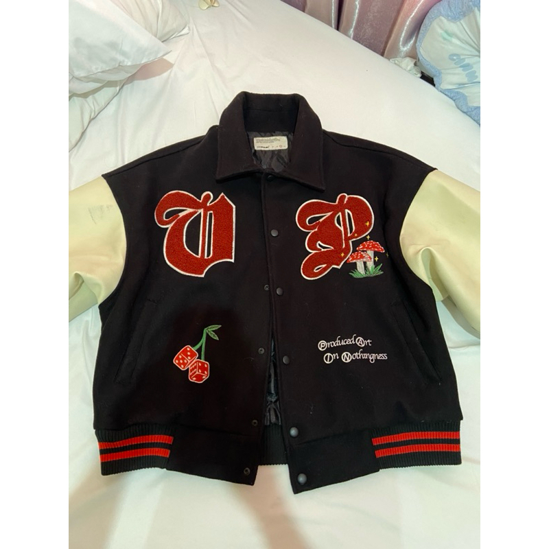 Preloved vicious pain oversized leather varsity jacket