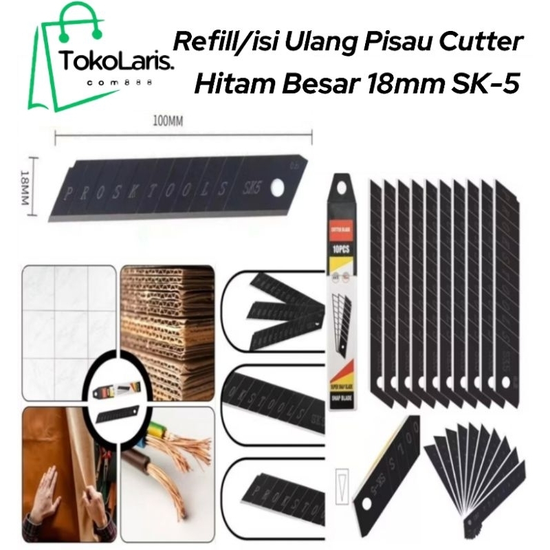 

Refill/isi Ulang Cutter Hitam Besar 18mm Sk5/isian Cutter Tajam 18mm Stainless