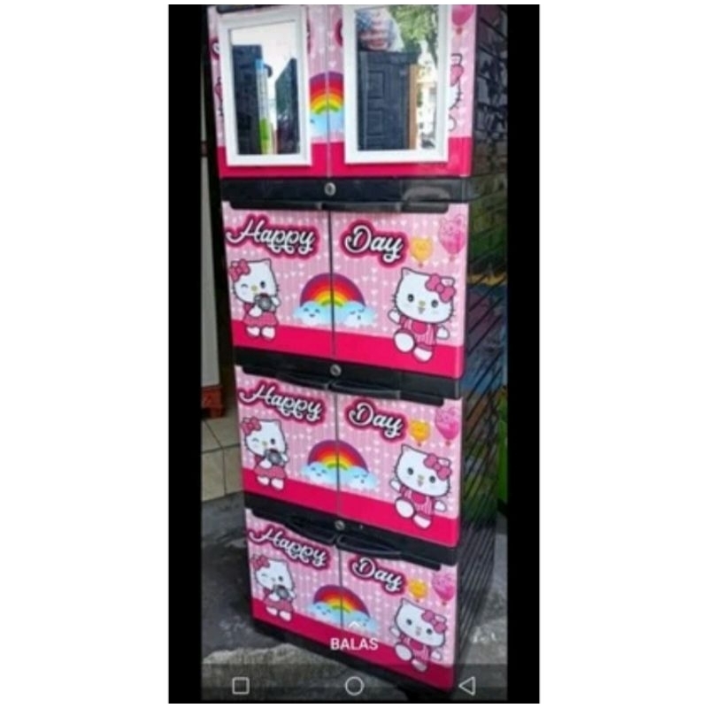 Lemari Pakaian/Lemari Plastik Aquose Mini Cermin Susun 3/Susun 4
