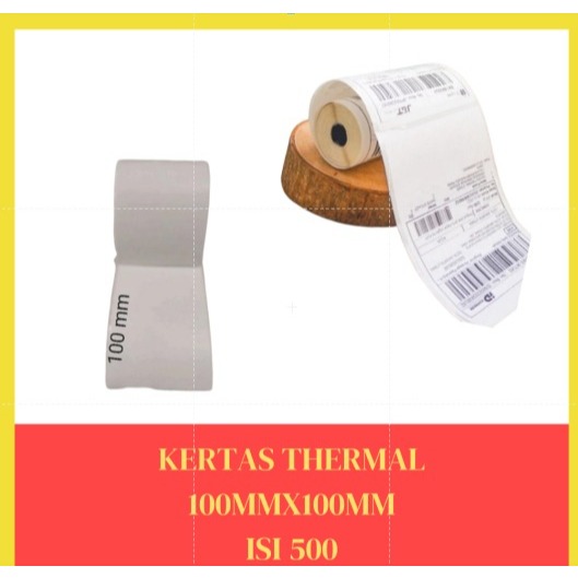 

Thermal Paper Label Sticker Barcode Lipat & Roll 100 X 100mm A6 500pcs