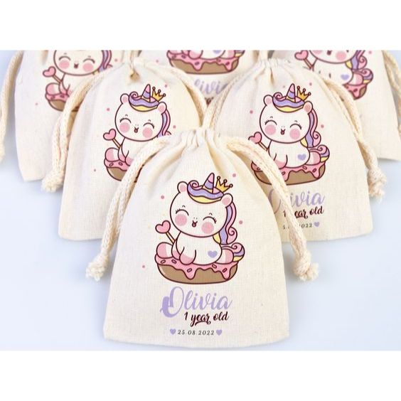 Pouch Hampers Totebag Custom Desain Tas Serut Ulang Tahun Anak Goodiebag Belacu