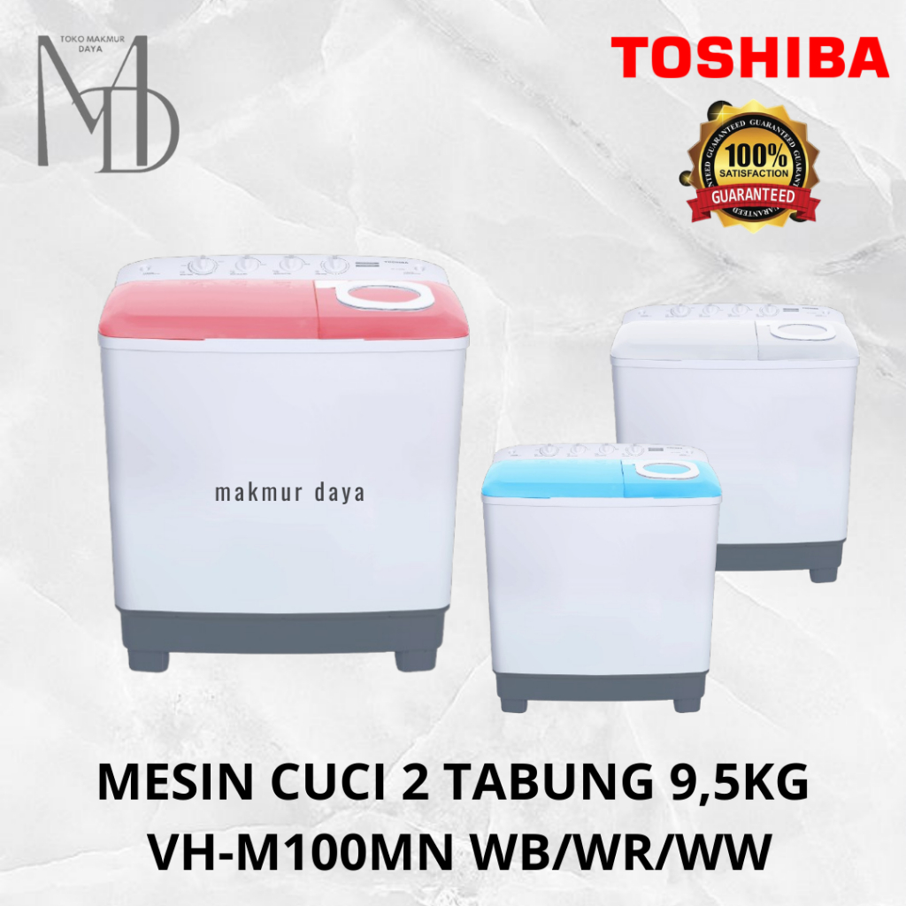 Mesin Cuci Toshiba 2 Tabung 9,5KG VHH 100MN WB/WR/WW VH-M100MN / VHH 100MN