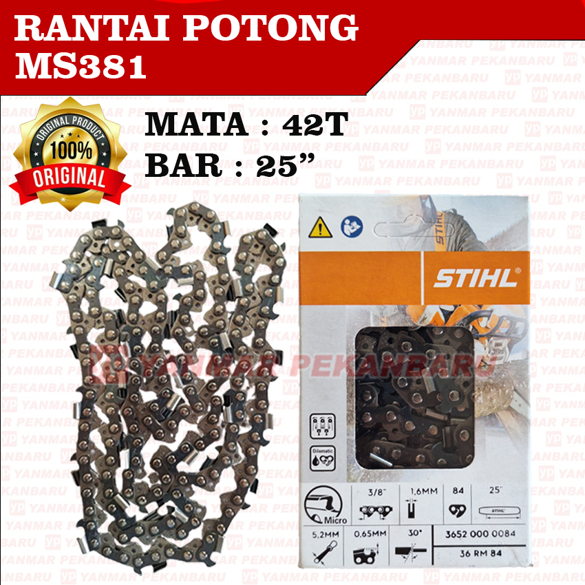 MS381 Rantai Chainsaw Potong 42T Bar 25" Sinso Senso STIHL ORI
