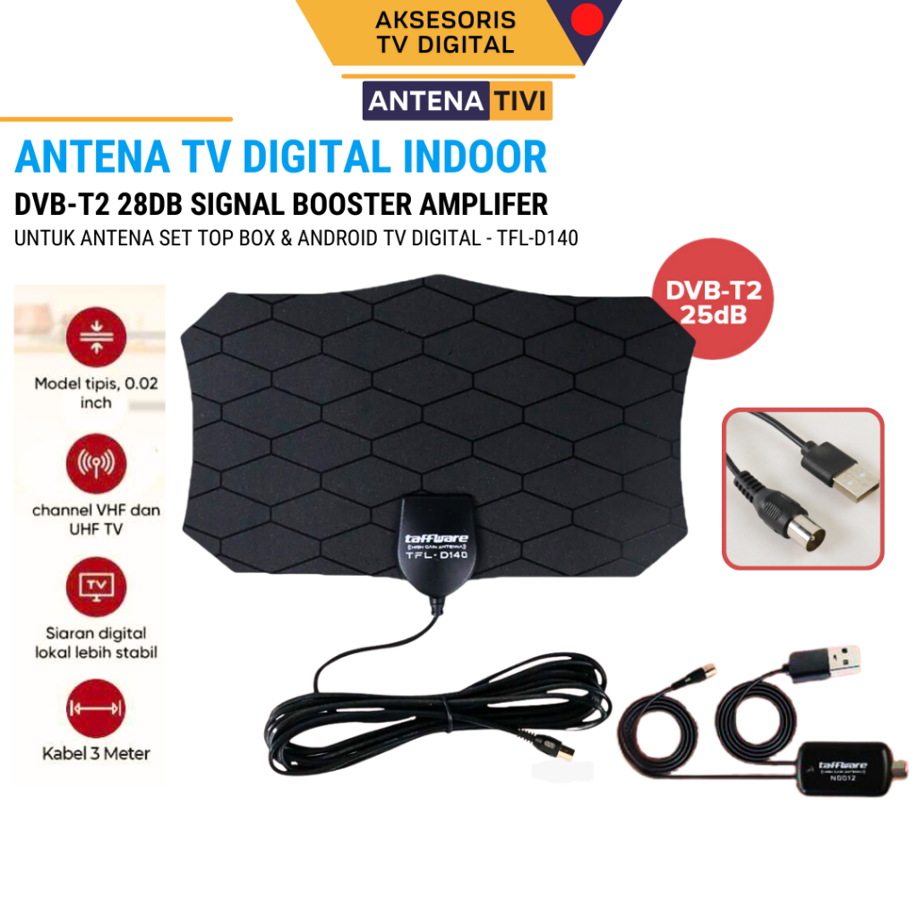 ANTENA STB TV DIGITAL INDOOR DVB-T2 25DB SET TOP BOX TV TABUNG UNTUK SEMUA TV