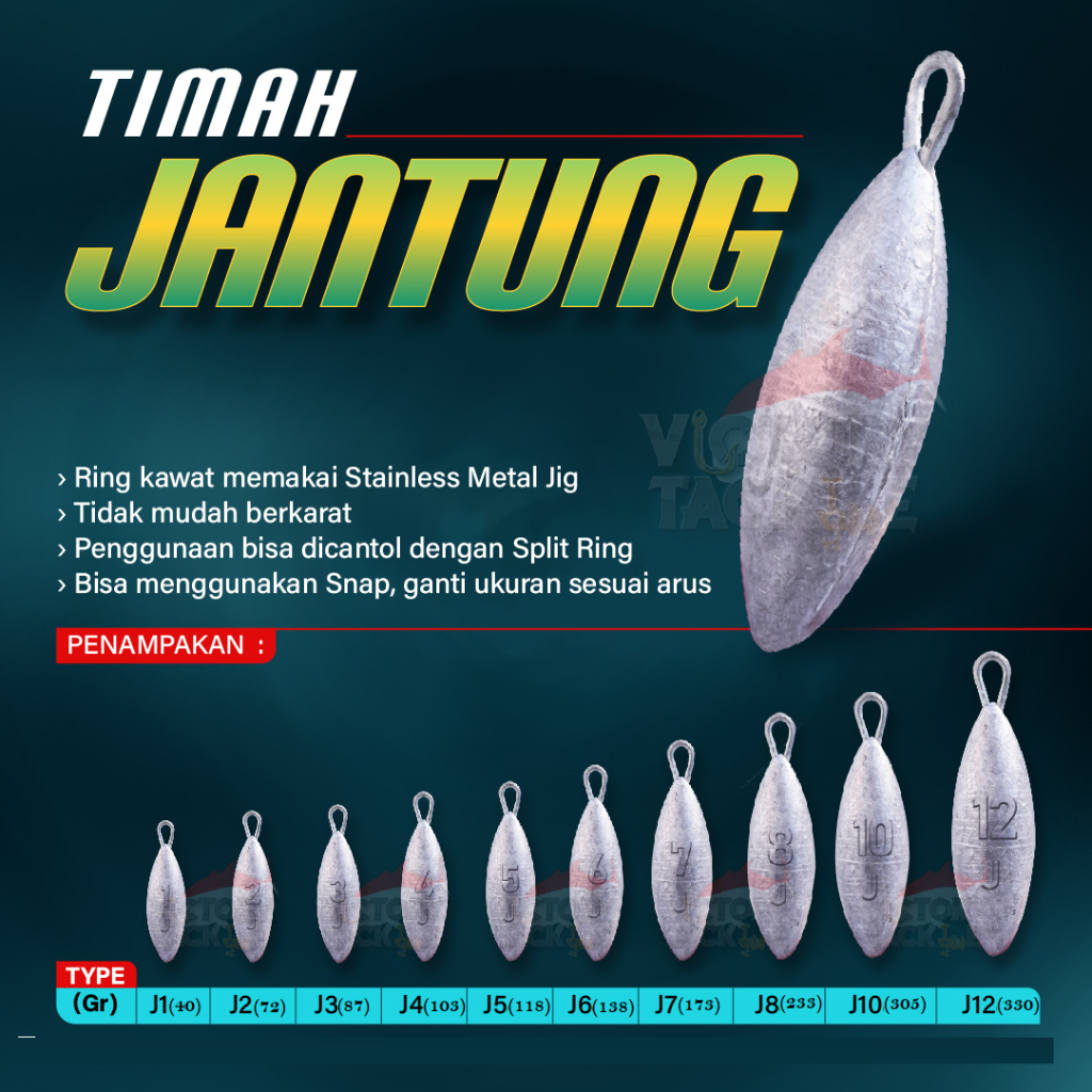 PEMBERAT UMPAN PANCING / TIMAH PANCING JANTUNG / TIMAH JANTUNG J1 J2 J3