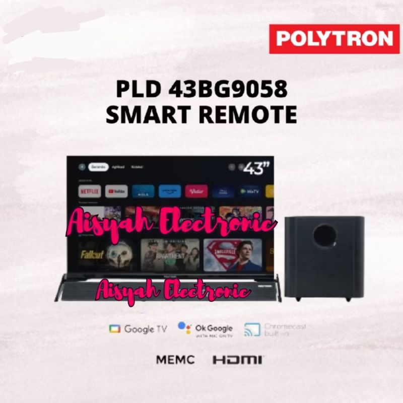 GOOGLE TV POLYTRON 43 INCI 43BG9058 SOUND BAR GARANSI RESMI