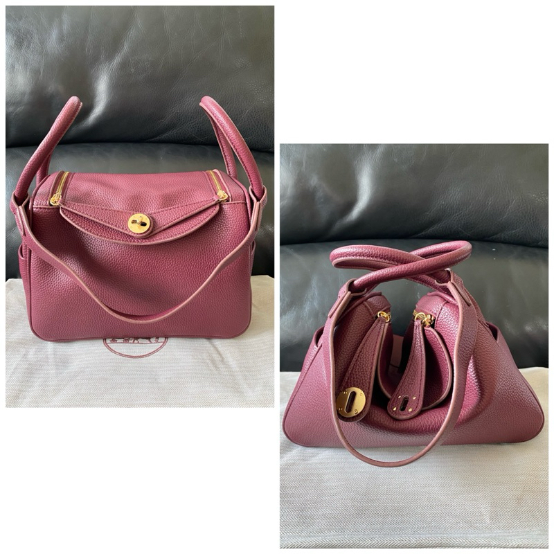H*rmes Lindy 26 in Rouge GHW Clemence Leather | Rare Color | Tas Preloved Kulit Asli