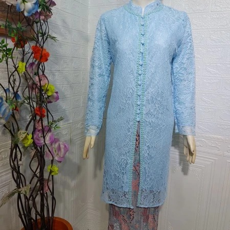 Setelan Dan Atasan Kebaya Tunik Ibu Hajat Brokat Kancing Mutiara Mewah Pesta Dan Kondangan Kekinian
