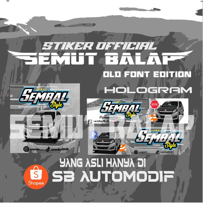 

STIKER OFFICIAL SEMUT BALAP HOLOGRAM font lama isi 3