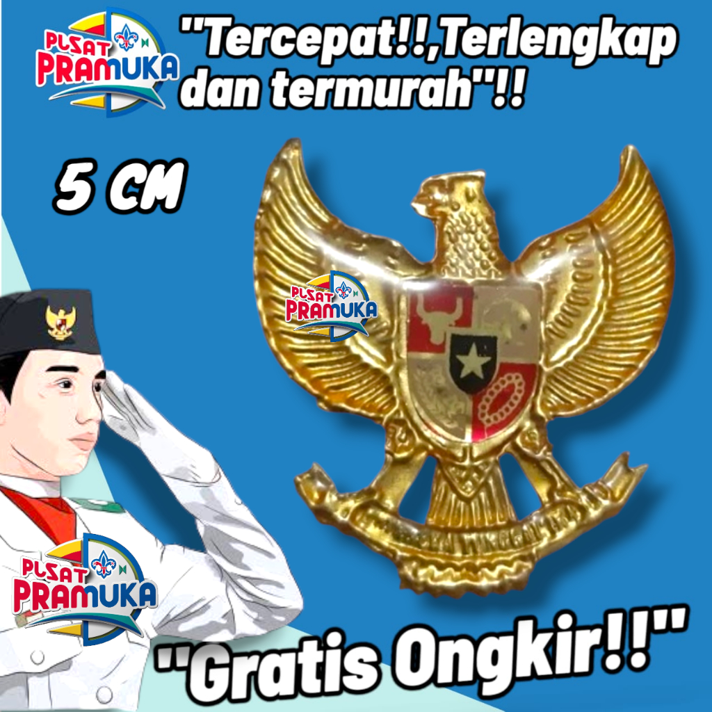 Pin bros garuda kuningan emas resin paskibra