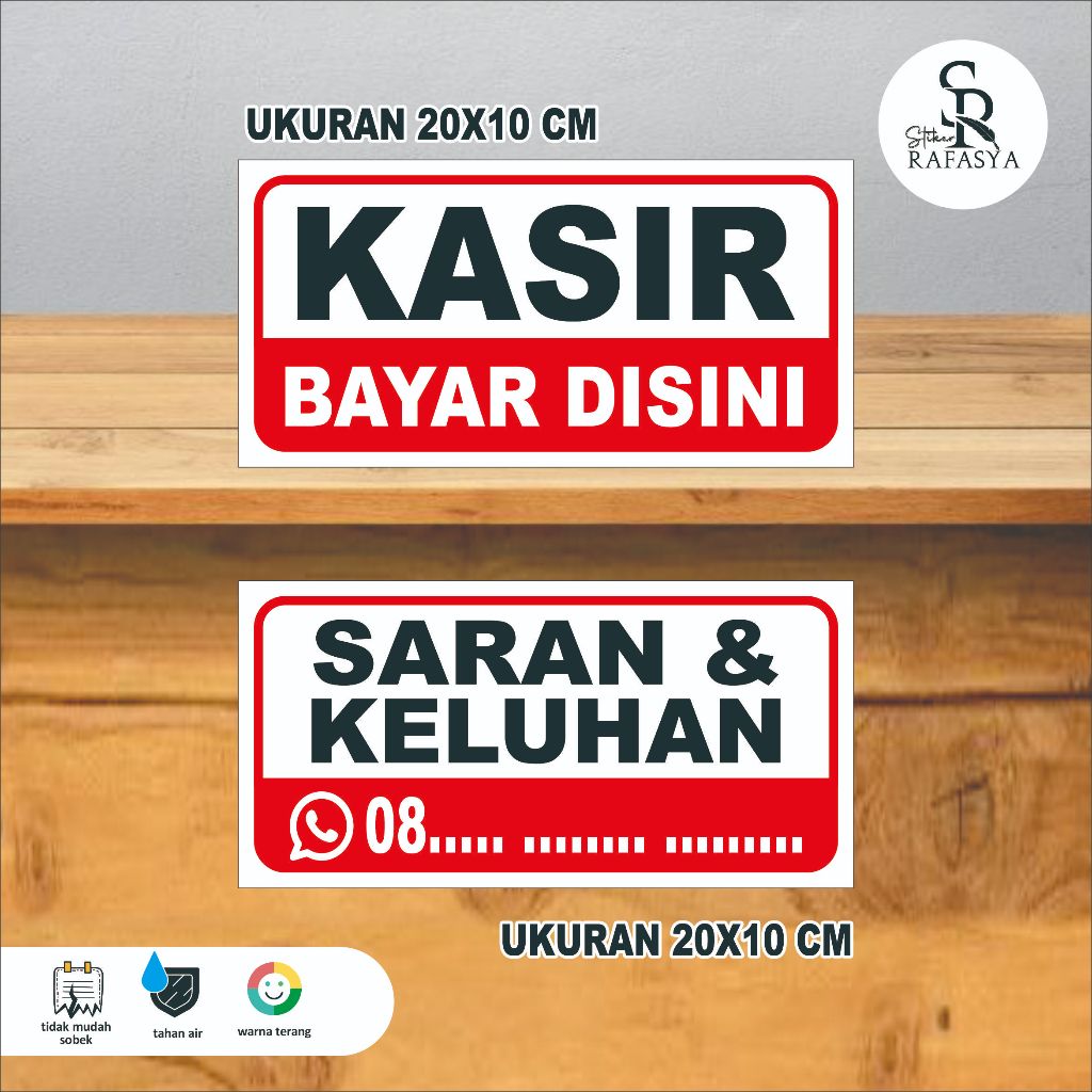 

Stiker Kasir Bayar Disini / Stiker Saran & Keluhan Ukuran 20x10cm + Dilaminasi Glosy