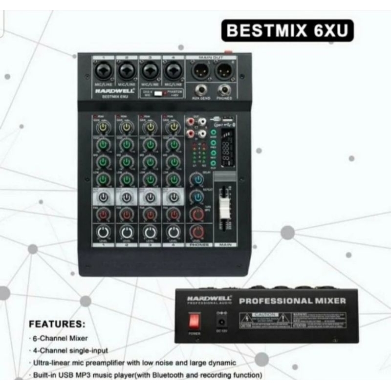 Mixser Audio HARDWELL Best mix 6 XU USB Bluetooth Original