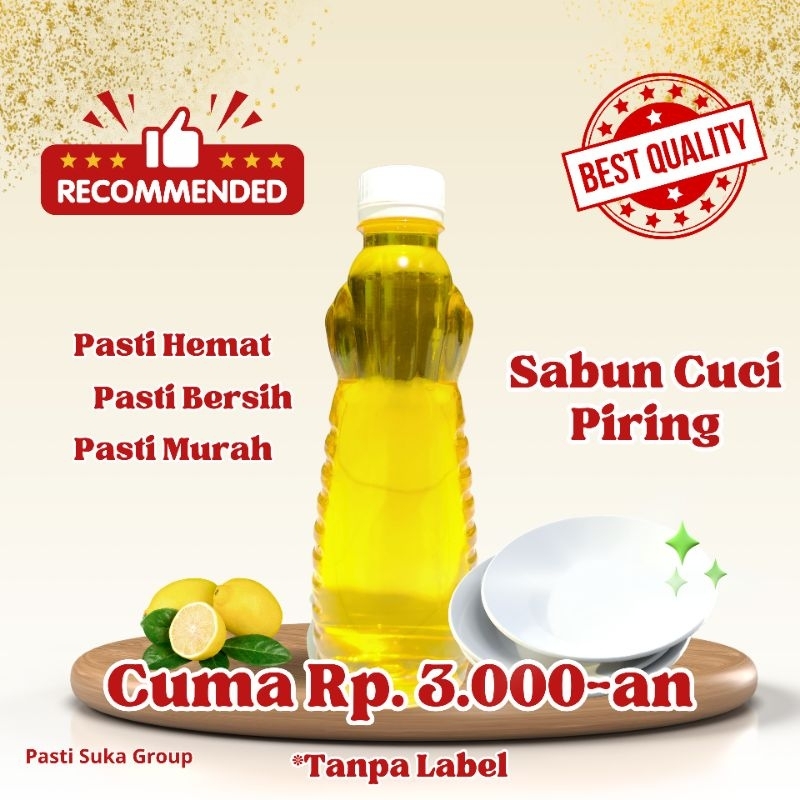 Sabun Cuci Piring Murah - Pasti Clean Lemon Tanpa Label
