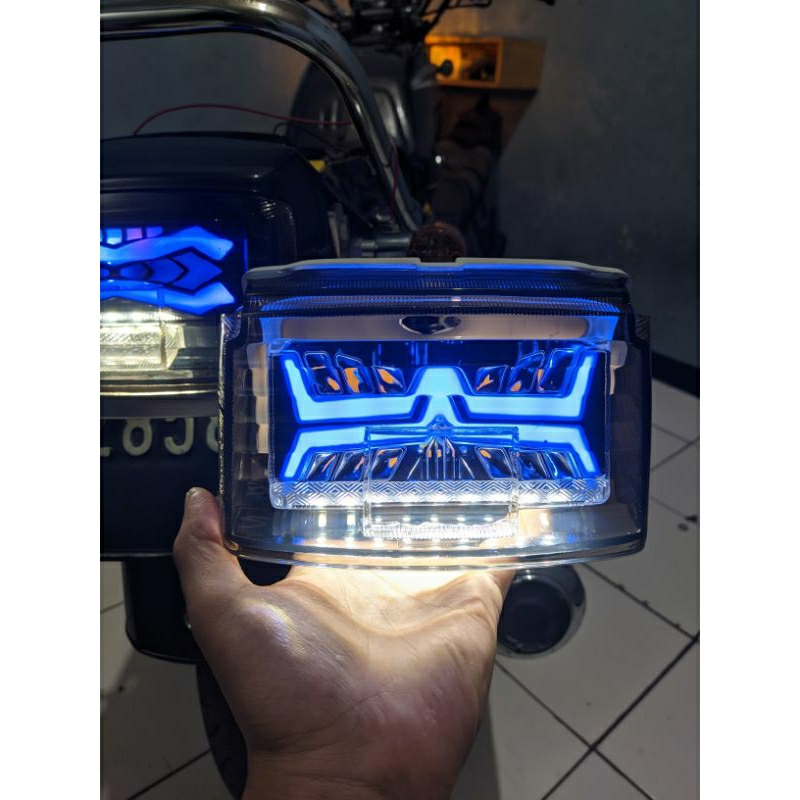 stoplamp gl pro/max lampu belakang (biru) led gl kotak set pnp model wild