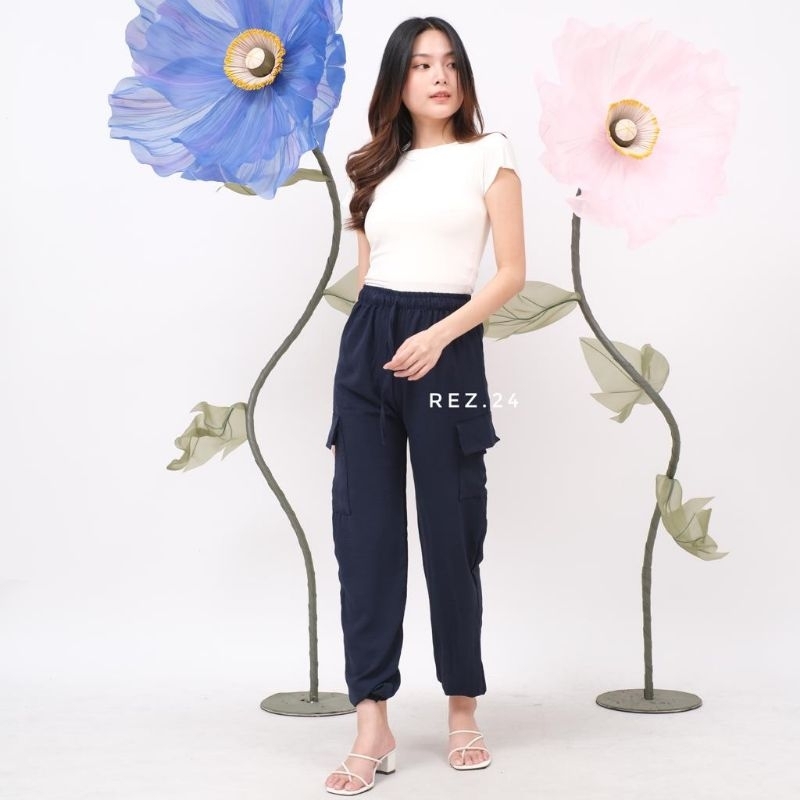 Celana Joger Cargo Pants Crinkle Tali Serut / Joger Cargo Crinkle Ukuran Standar Jumbo