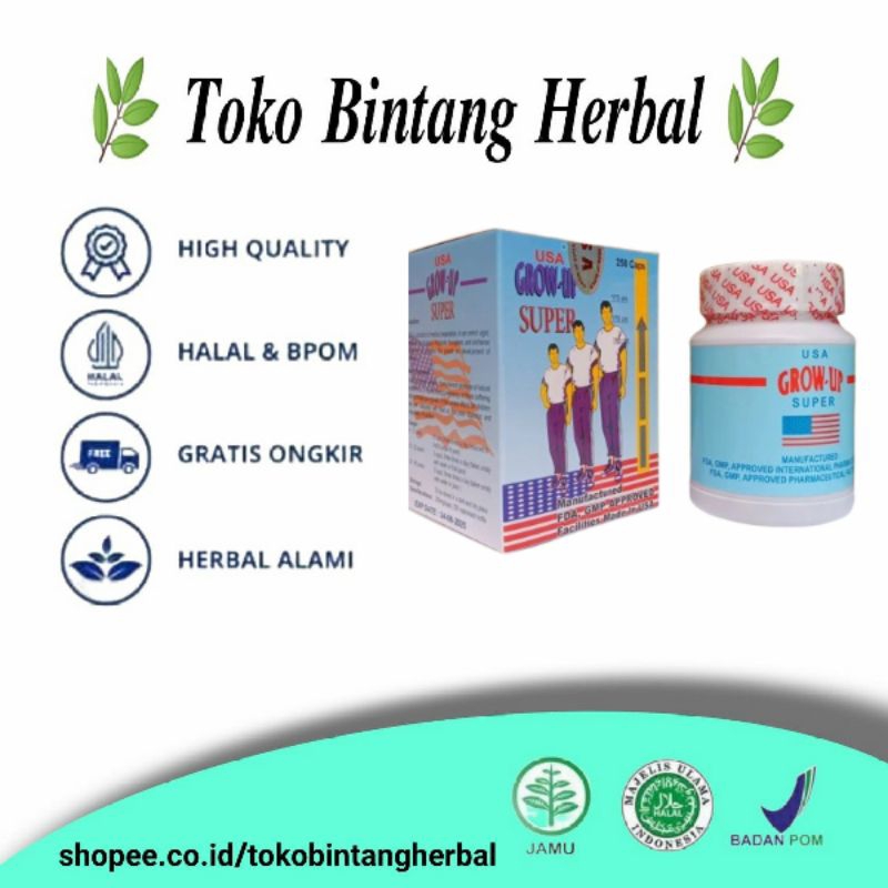 Obat Peninggi Badan Original GROW UP SUPER USA Untuk Dewasa & Anak, Obat Penambah Tinggi Badan Kuali