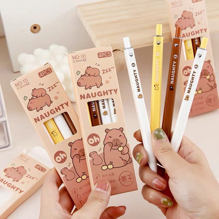 

Bolpen Pulpen Gel Pen Isi 4 Pcs 0.5 mm Capybara Lucu Ballpoint Gelpen Alat Tulis Kantor Sekolah Cute Kapibara Aesthetic Estetik