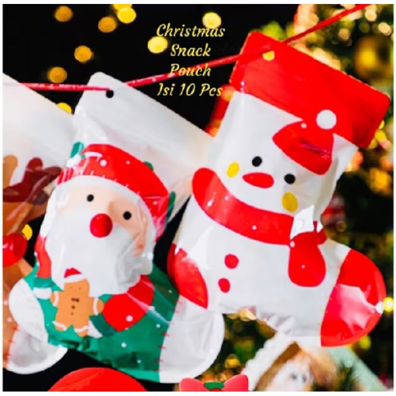 

Snack pouch gift pouch nuansa natal isi 10 pcs mix Christmas termasuk tali