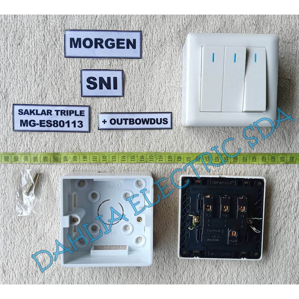 SAKLAR TRIPLE MORGEN MG-ES80113 SNI + OUTBOW DUS MASKO 513