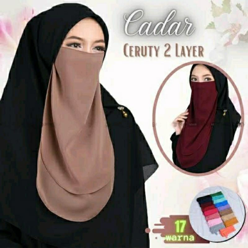 READY CADAR TALI 2 LAYER CERUTY BABYDOLL NIQAB NIQOB TANPA JAHITAN BAWAH MATA | BISA COD| CADAR MEDA