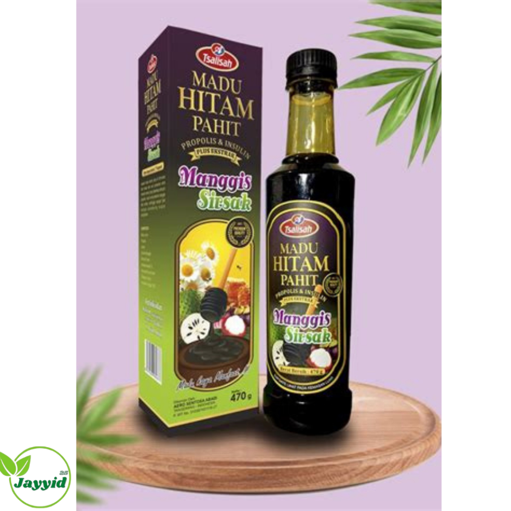 

Madu Hitam Pahit Tsalisah Propolis dan Insulin Ekstrak Manggis Sirsak Isi 470gr PREMIUM